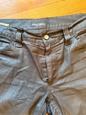 Vintage 2005 Dolce & Gabbana Black Pants with silver Logo Plaque